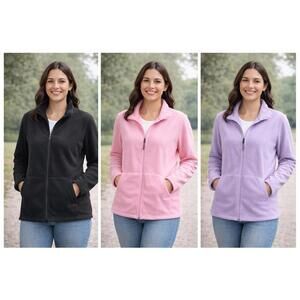 NWT Argstar Black Fleece Zip Up Jacket Soft Cozy Pockets